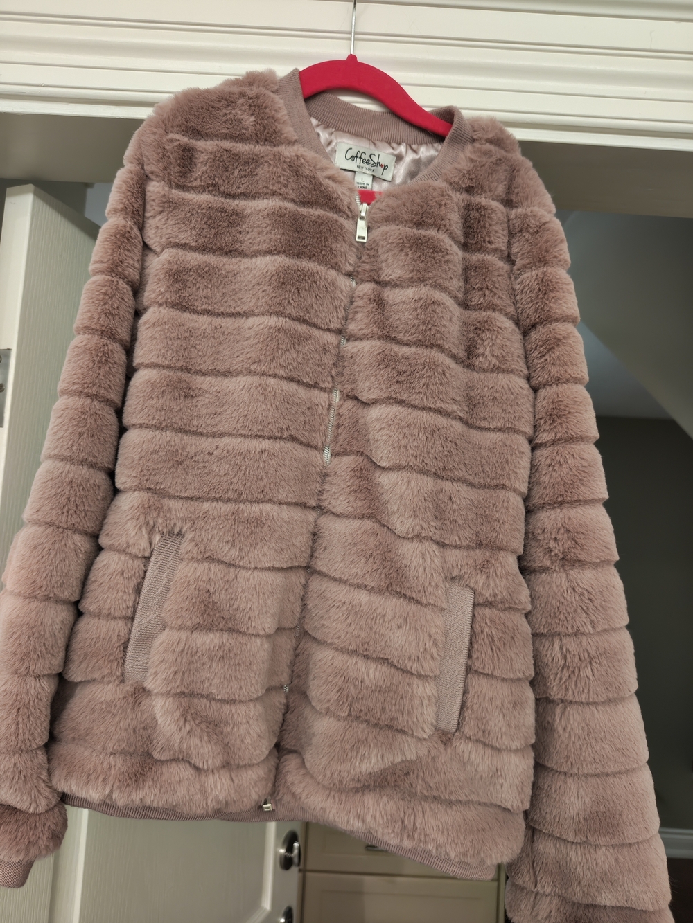 Girls' Plush Faux-Fur Jacket in Dusty Rose